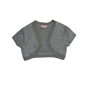 Knit Minded Kids Silver Metallic Lurex Cropped Bolero Shrug Cardigan XL